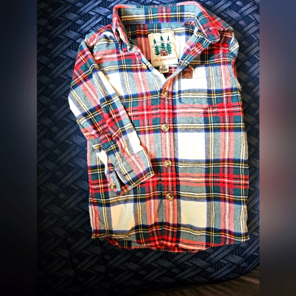 Kiel James Patrick Cozy Cabin Kids Button Up Flannel Shirt 2T